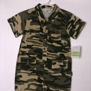 Le top boys camouflage romper army green NWT
